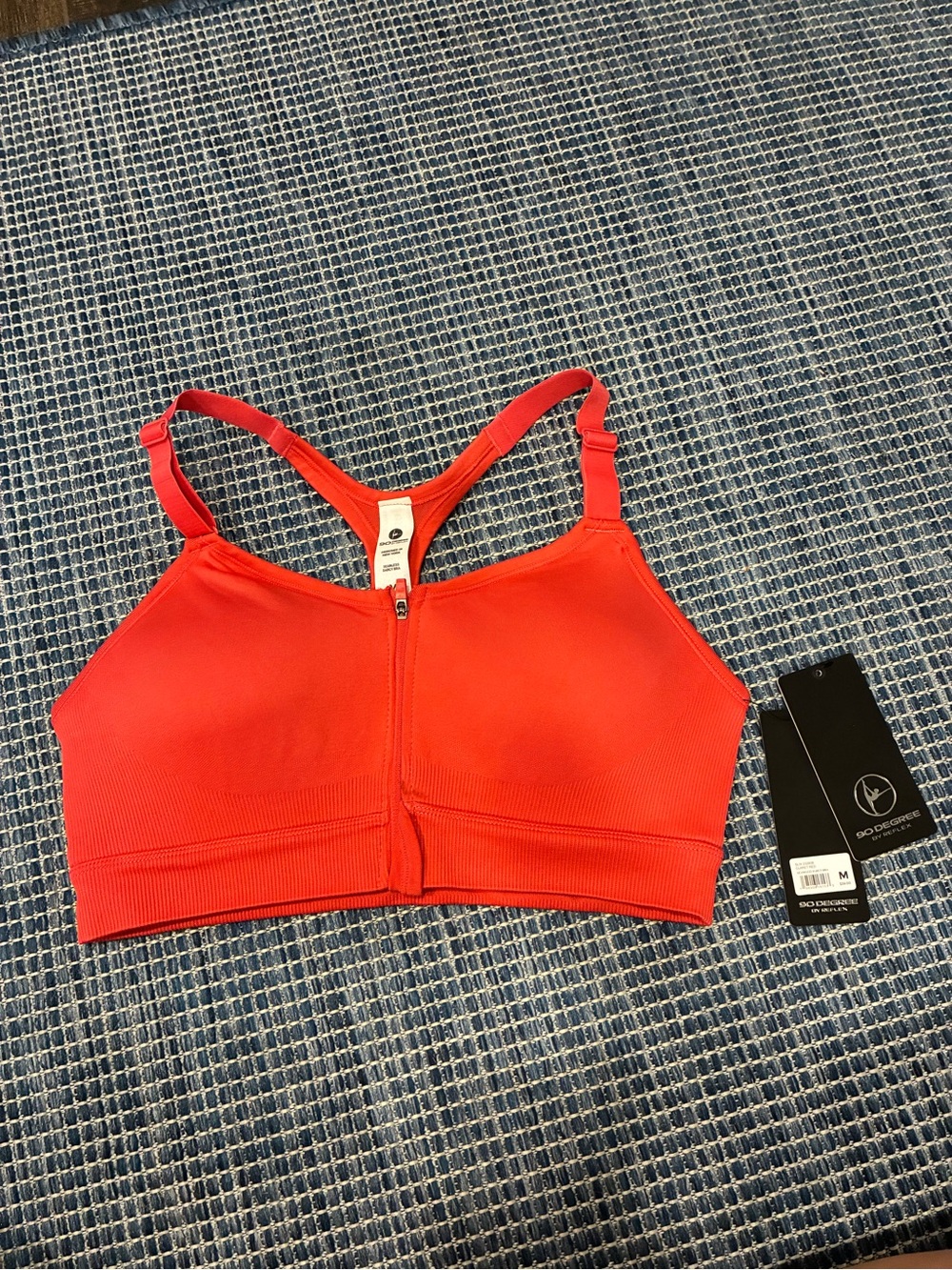 90 Degree By Reflex Red Front-Zip High-Support Sports Bra